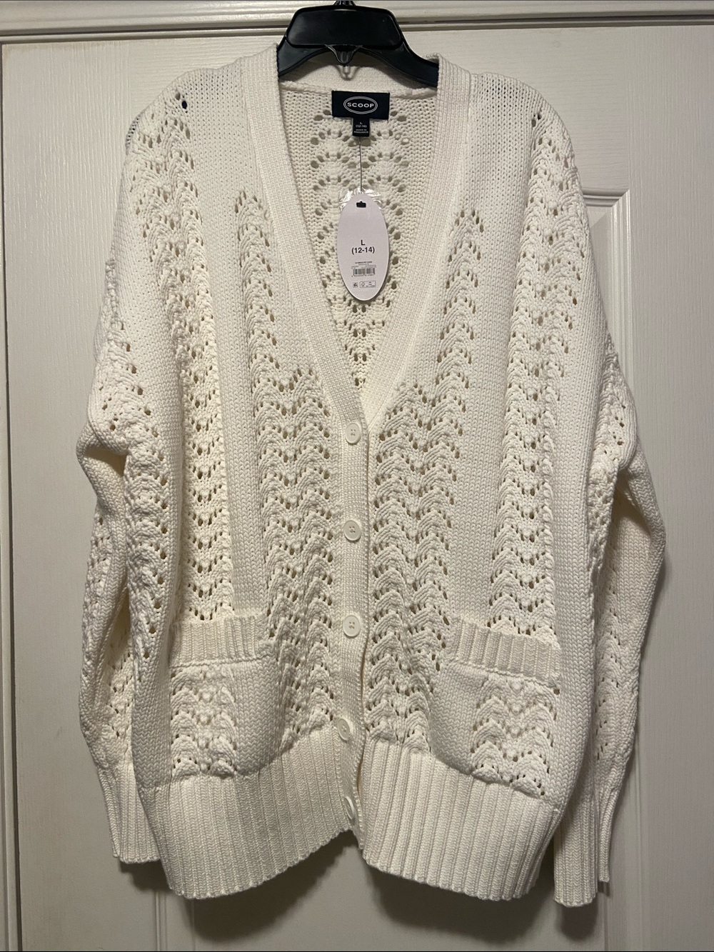 Scoop Women’s V Neck Sweater Cardigan, Midweight, Size Large (12-14) - Picture 4 of 8